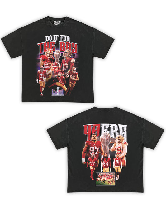 49ers "Do It For The Bay" Tribute Vintage Shirt: Front/Back (Vintage Black)