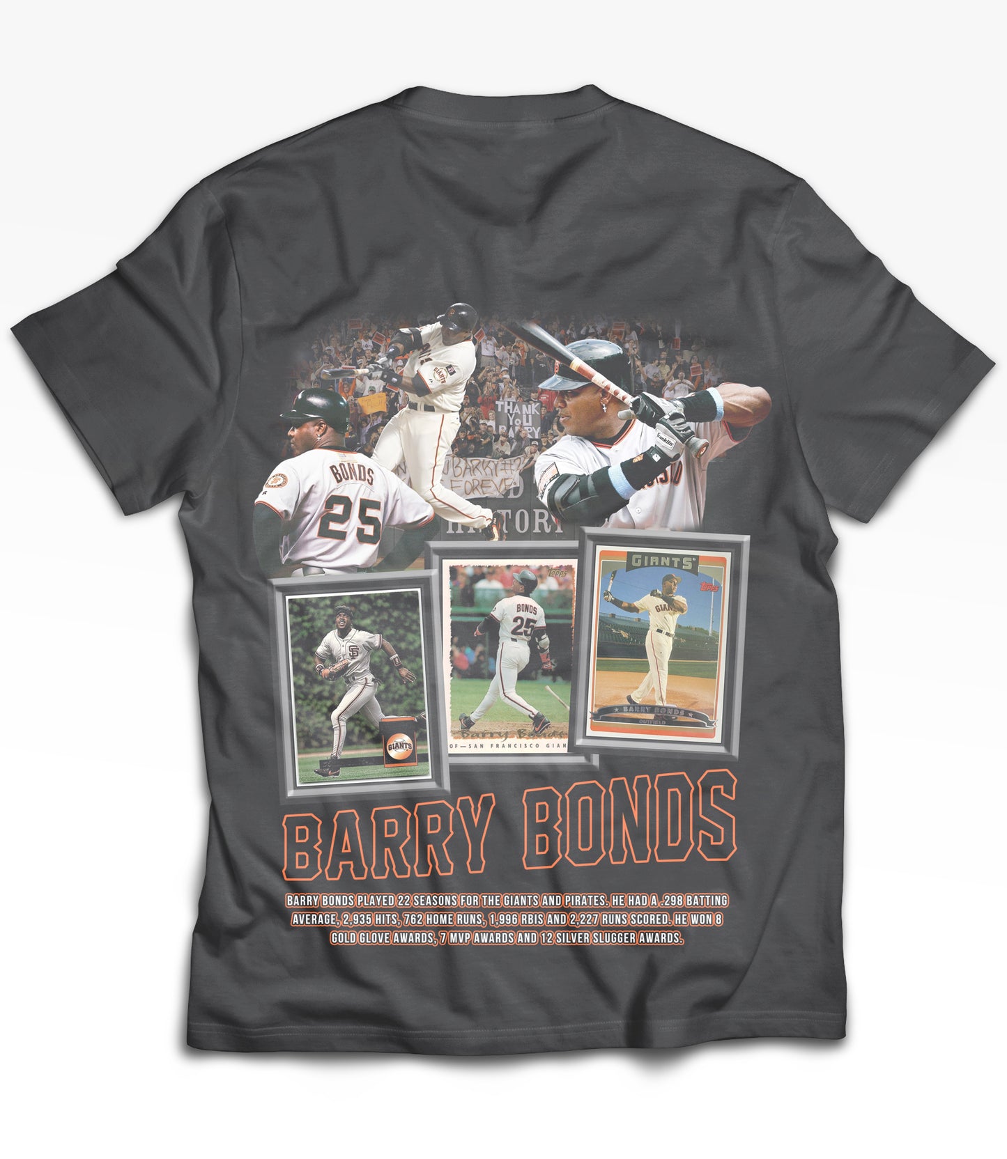 Barry Bonds Tribute Vintage Shirt: Front/Back (Vintage Black)