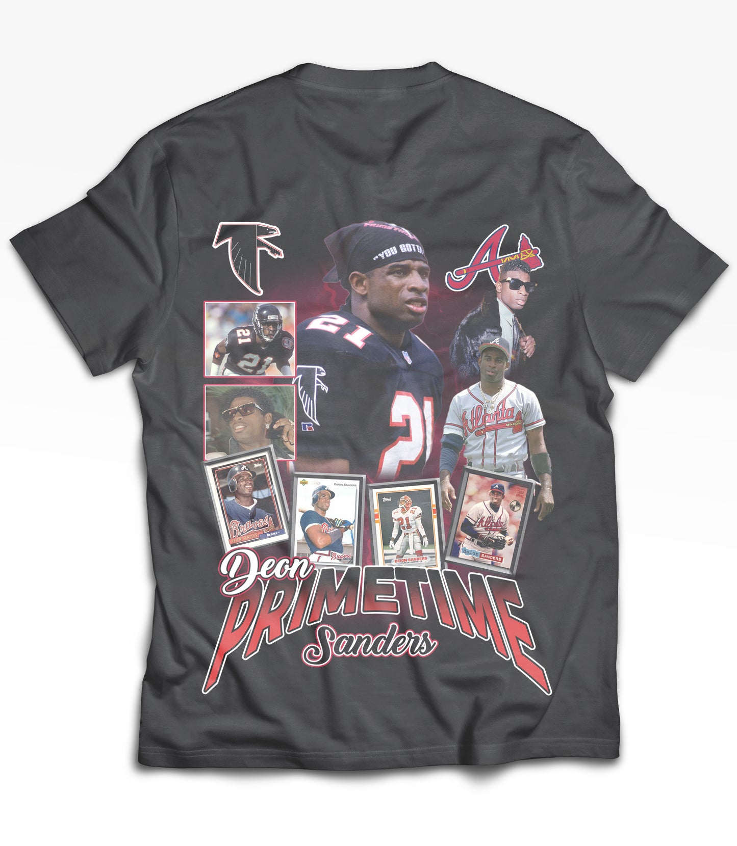 Deon Sanders Tribute Vintage Shirt: Front/Back (Vintage Black)