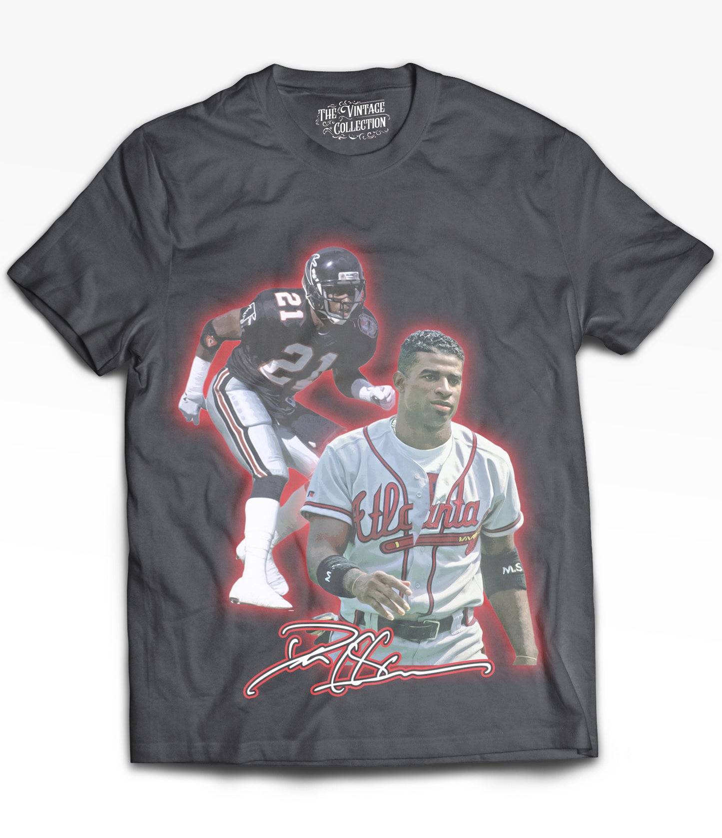 Deon Sanders Tribute Vintage Shirt: Front/Back (Vintage Black)