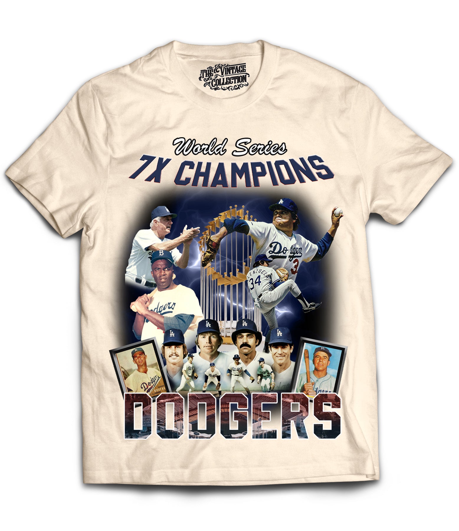 Dodgers 7X Champs Vintage Shirt: Front/Back (Cream) – The Vintage ...