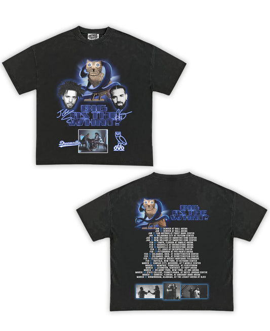 Drake/J. Cole "Big As The What?" Tribute Vintage Shirt: Front/Back (Vintage Black)