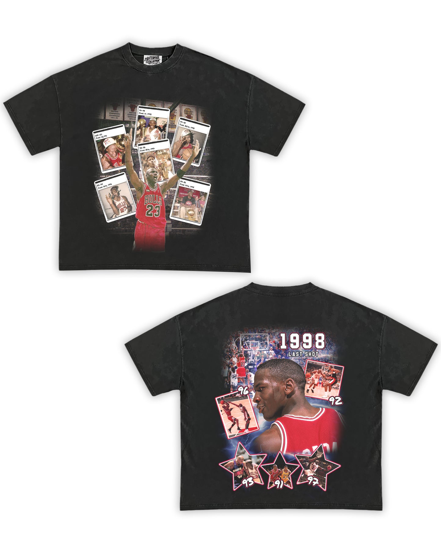 Jordan 6X Championship Rings Tribute Vintage Shirt: Front/Back (Vintage Black)