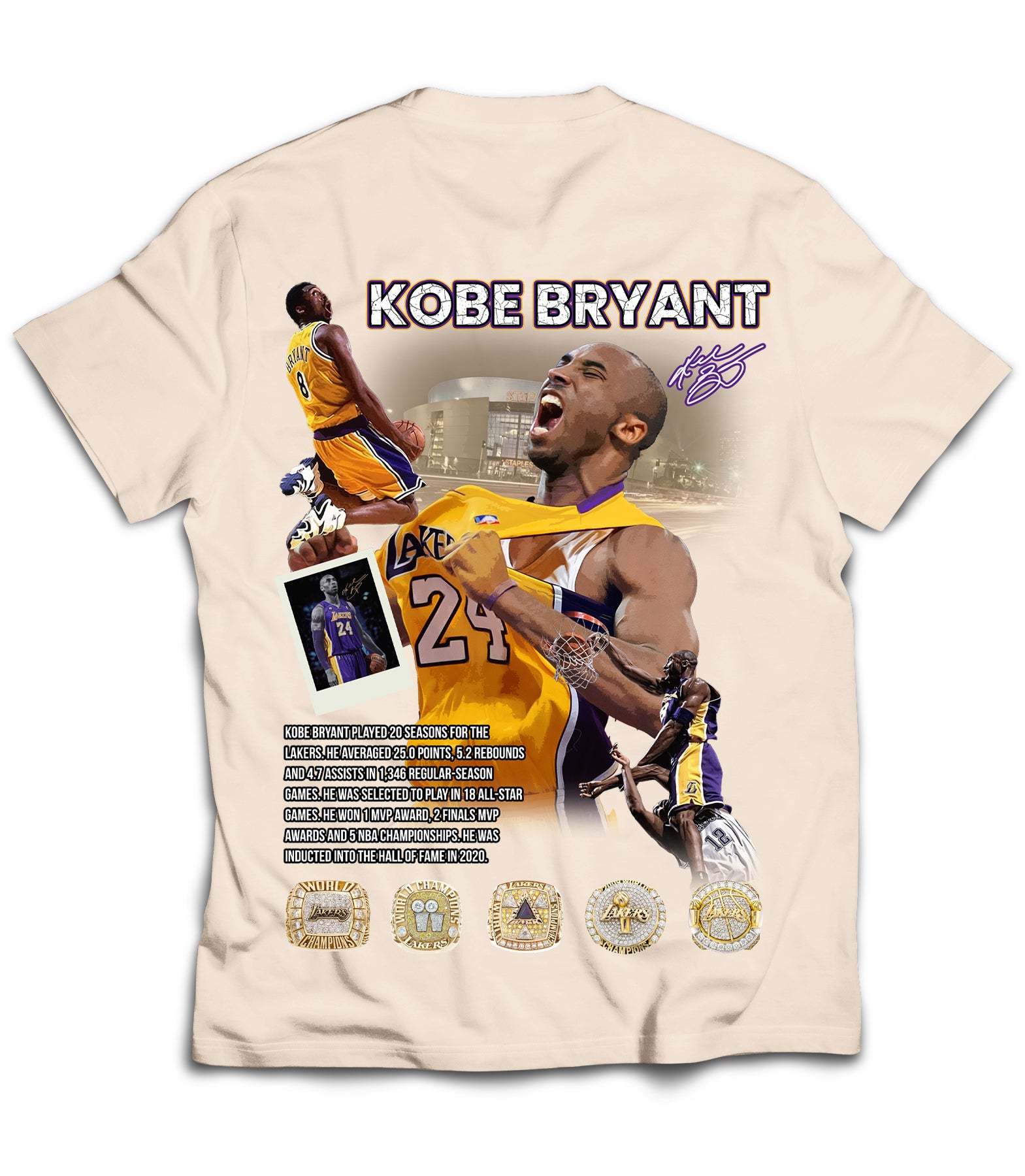 Kobe Dodgers Tribute Vintage Shirt: Front/Back (Cream)