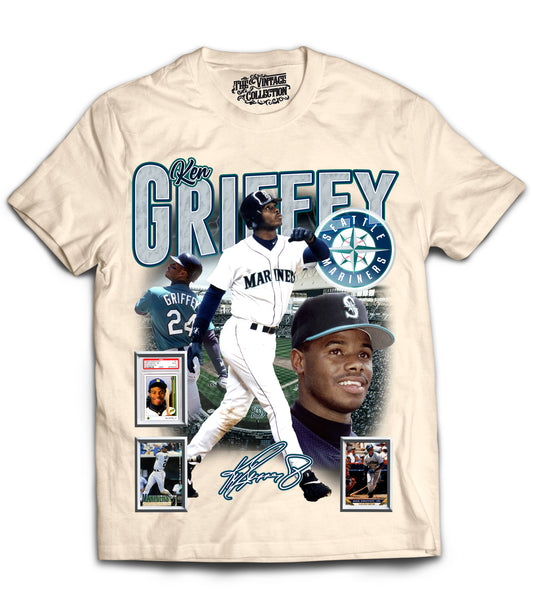 Ken Griffey Jr Tribute Vintage Shirt: Front/Back (Cream)