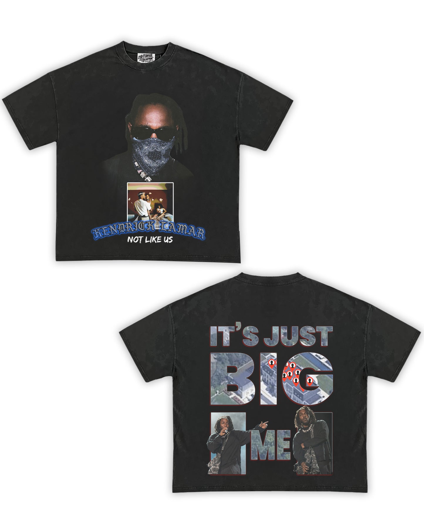 Kendrick Lamar Tribute Vintage Shirt: Front/Back (Vintage Black)