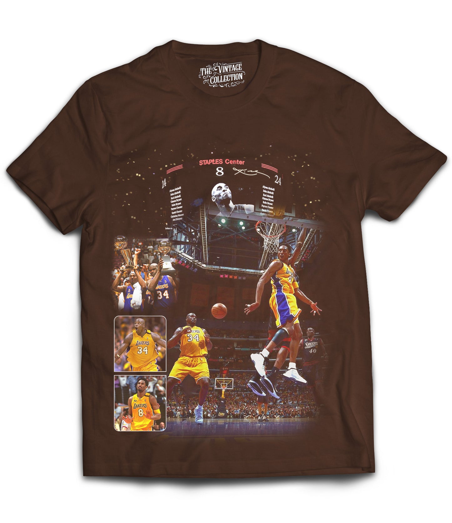 Kobe/Shaq Tribute Vintage Shirt: Front/Back (Mocha)