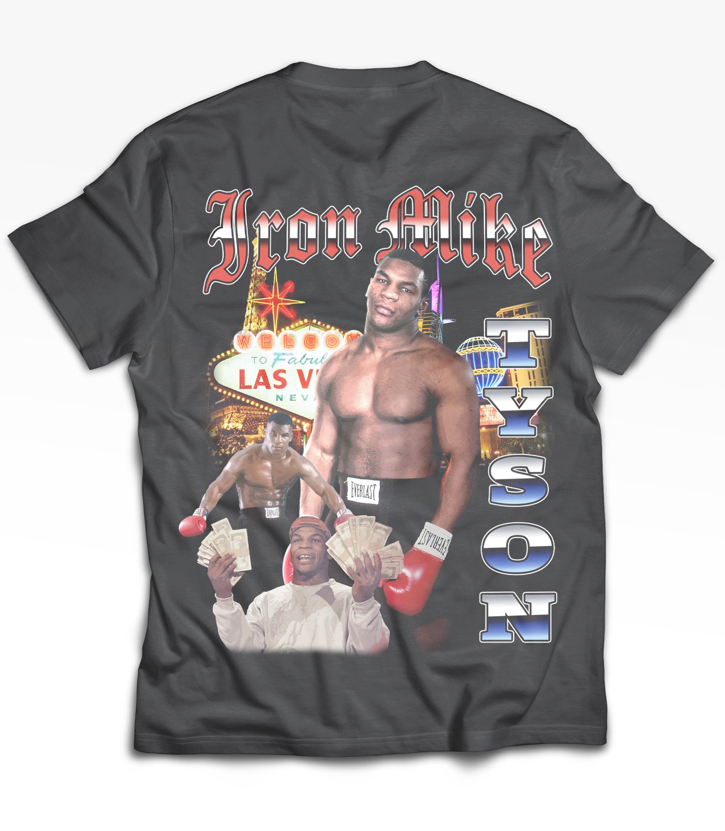 Mike Tyson Tribute Vintage Shirt: Front/Back (Vintage Black)