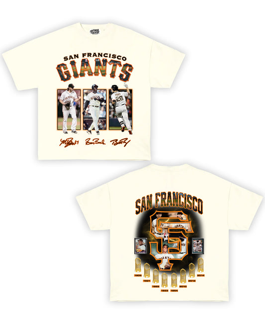 SF Giants Tribute Vintage Shirt: Front/Back (Cream)