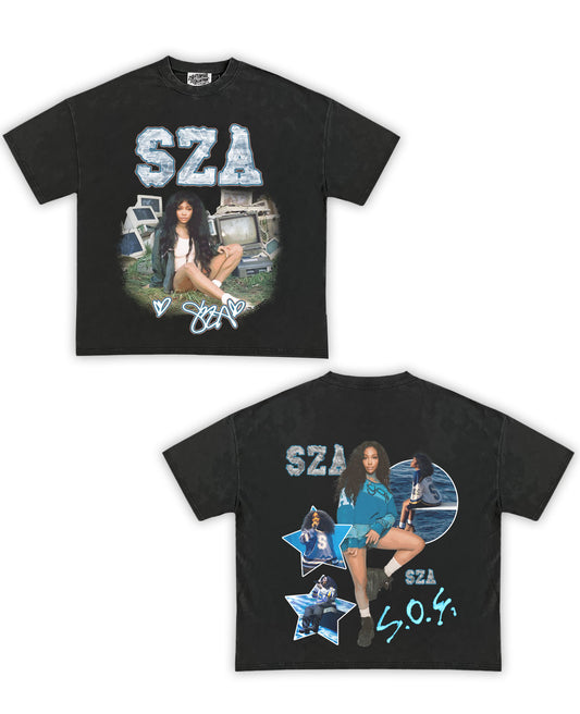 SZA Tribute Vintage Shirt #2: Front/Back (Vintage Black)