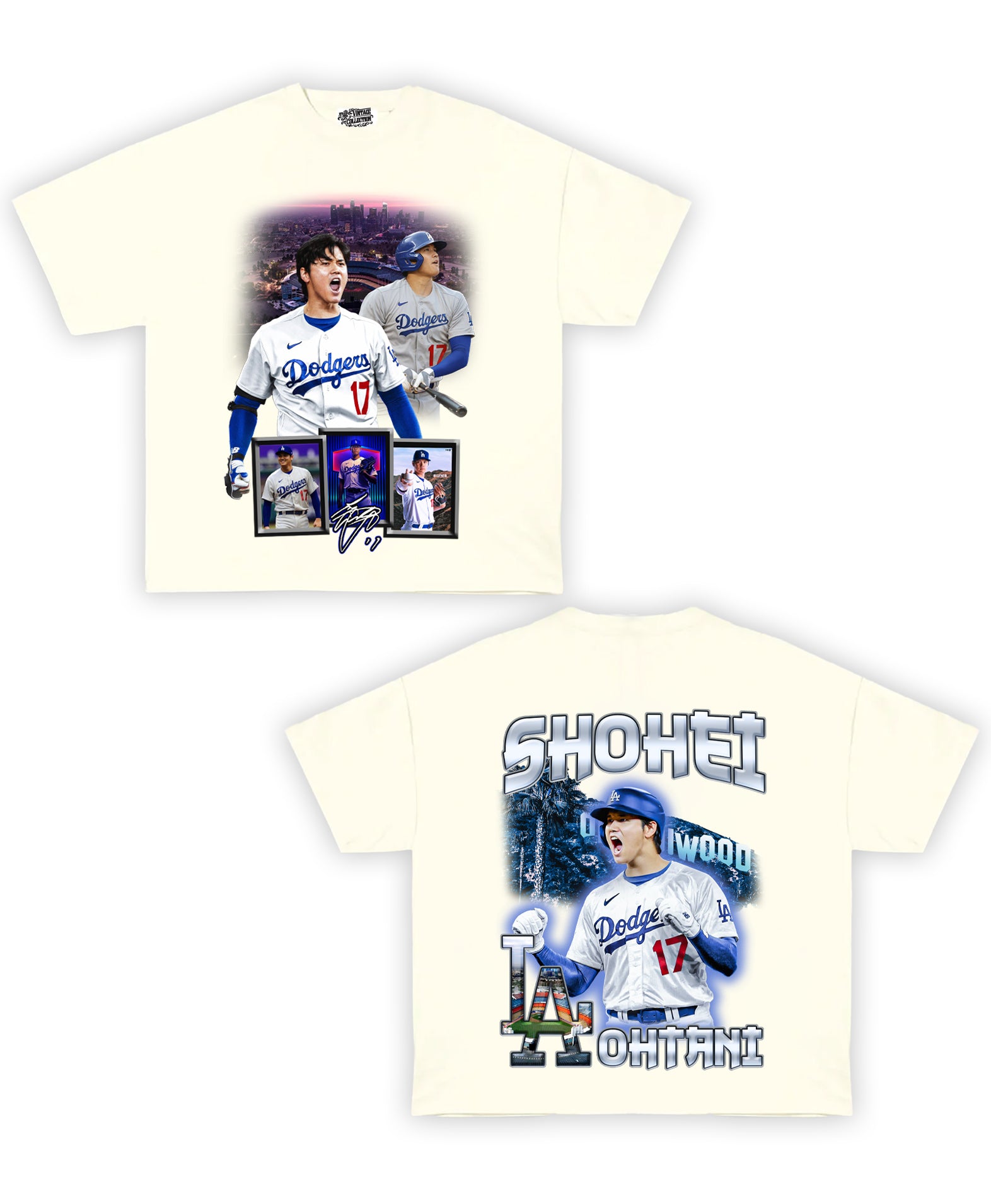 LA Ohtani Tribute Vintage Shirt: Front/Back (Cream) – The Vintage ...