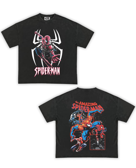 Spider-Man Tribute Vintage Shirt: Front/Back (Vintage Black)