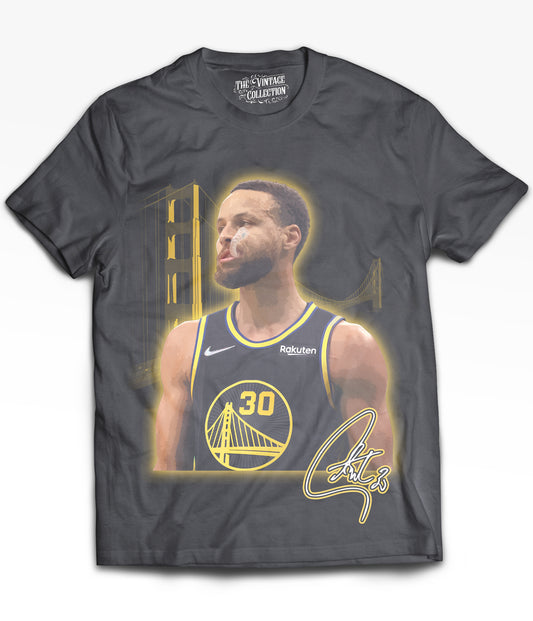 Steph Curry Tribute Vintage Shirt: Front/Back (Vintage Black)