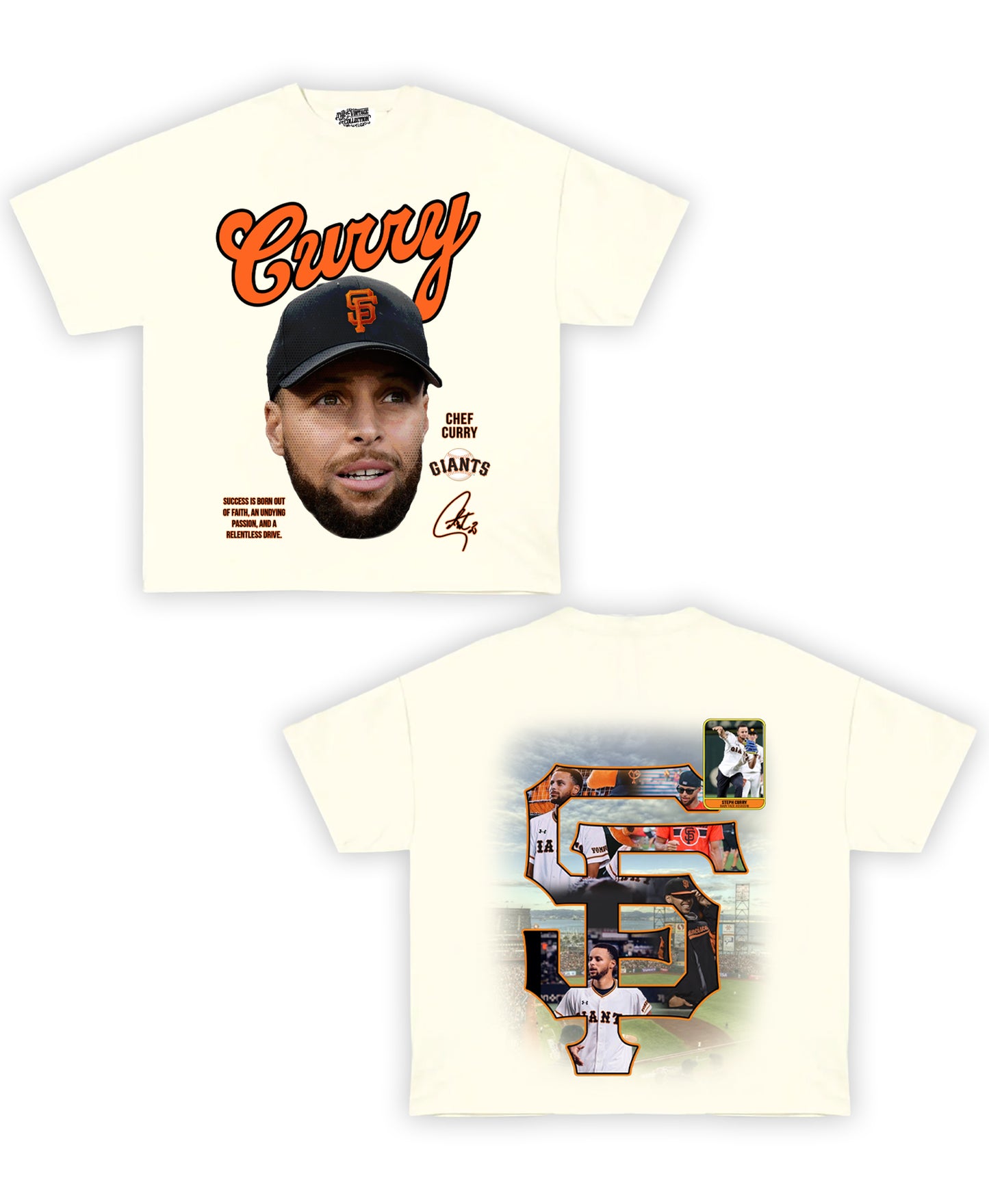 Steph Curry Giants Tribute Vintage Shirt: Front/Back (Cream)