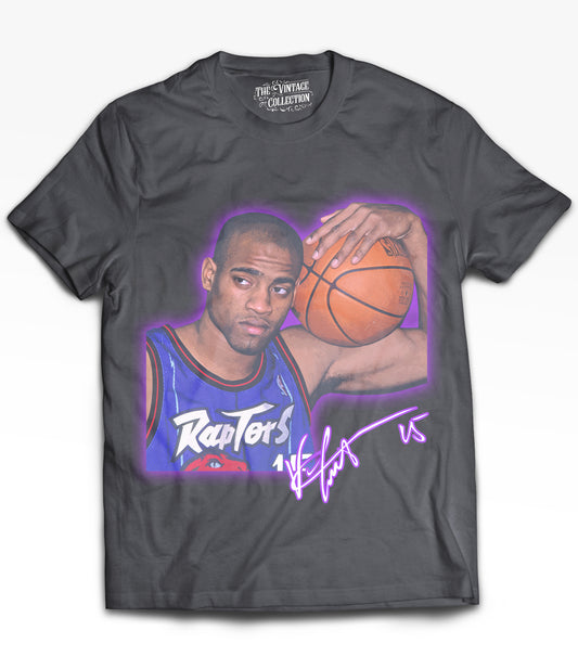 Vince Carter Tribute Vintage Shirt: Front/Back (Vintage Black)