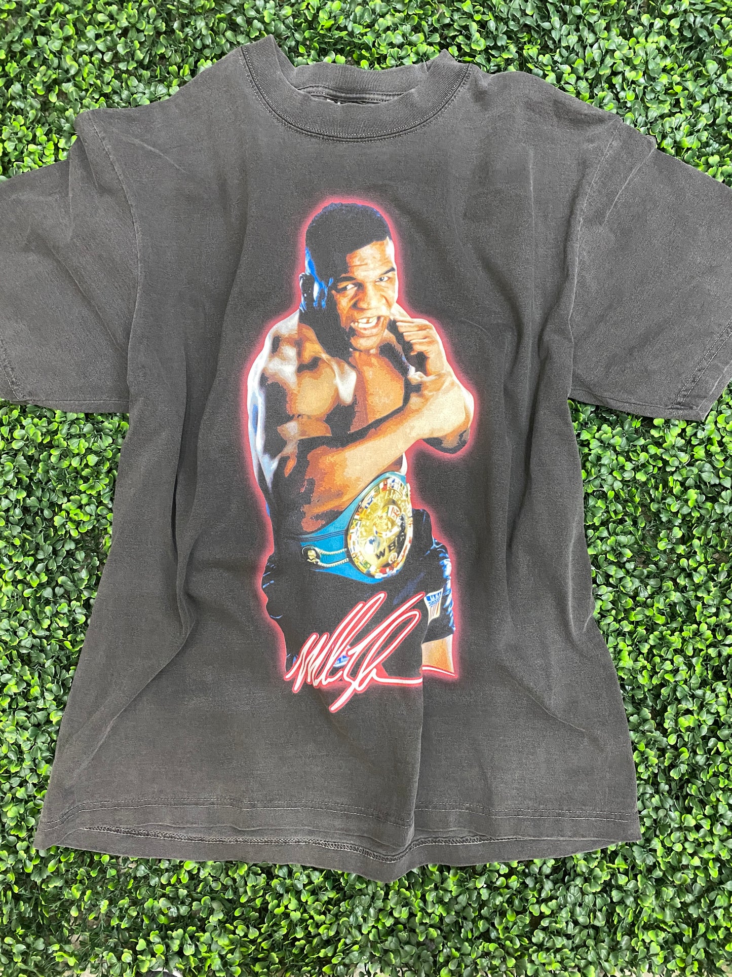 Mike Tyson Tribute Vintage Shirt: Front/Back (Vintage Black)