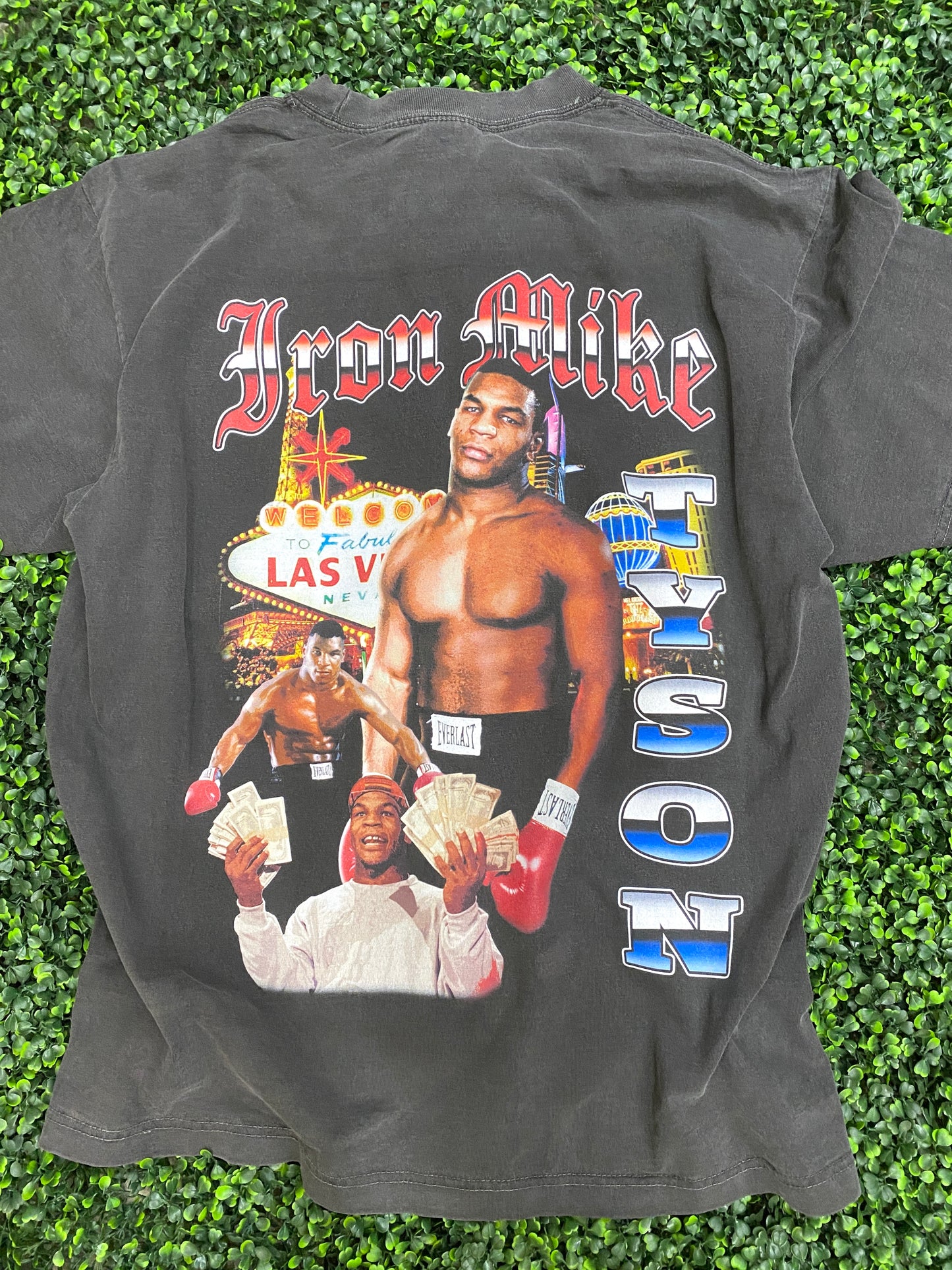 Mike Tyson Tribute Vintage Shirt: Front/Back (Vintage Black)